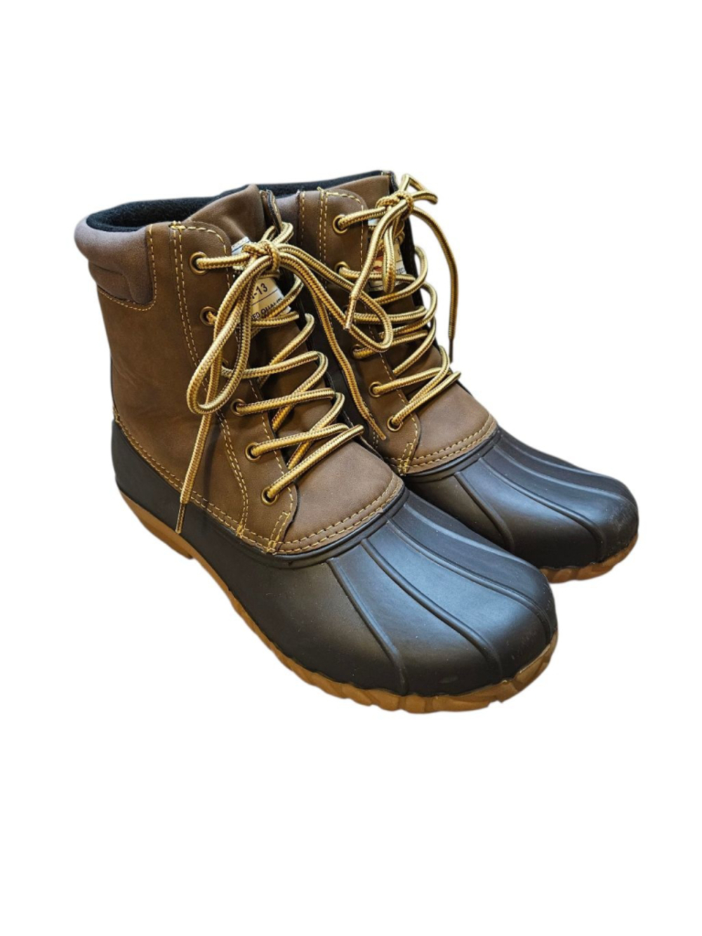 Aleader 8 Brown Black Insulated Duck Boots Lace Up Winter Rain Boots